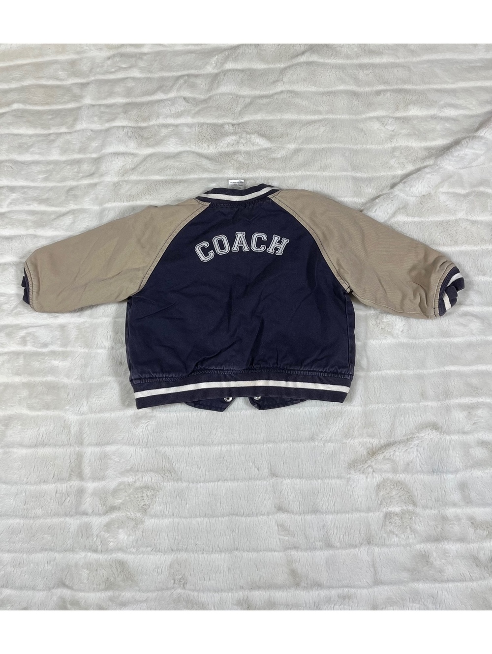 Gymboree 18-24M Fall Baby Football "Coach" Letterman Snap Unisex Tan Blue Jacket